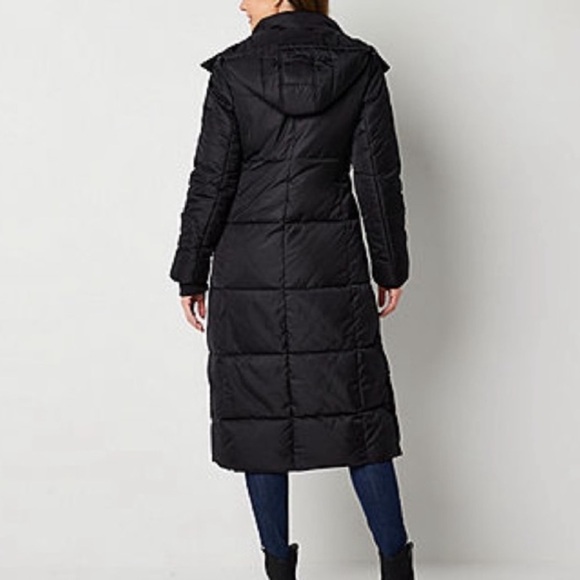 St John’s Bay Blue Long Insulated Puffer Coat Jacket Removable Hood Zip Up Small - Picture 4 of 15